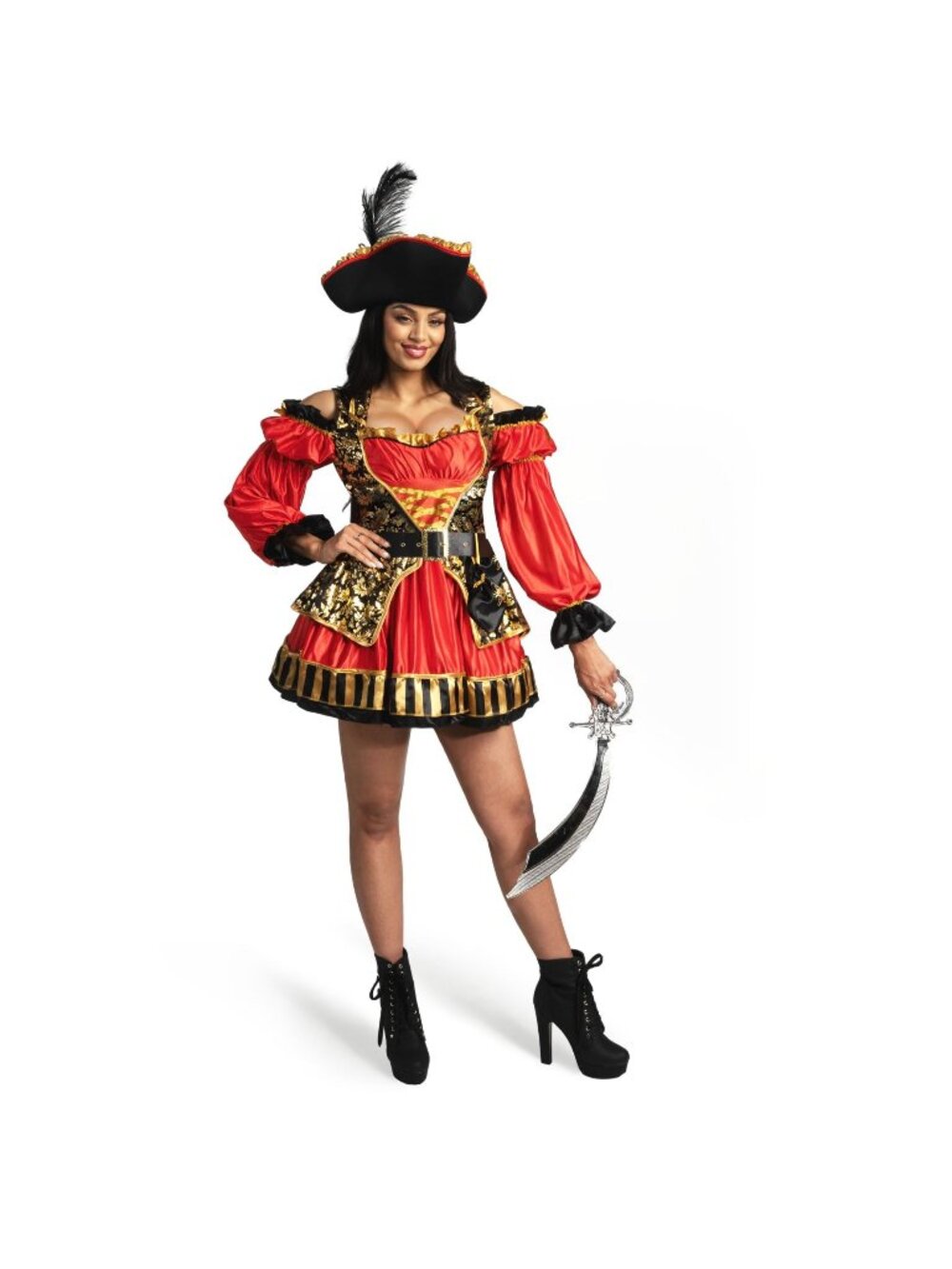 Spooktacular Creations Women Red Spanish Pirate Dress Costume Set Sexy Red XL
